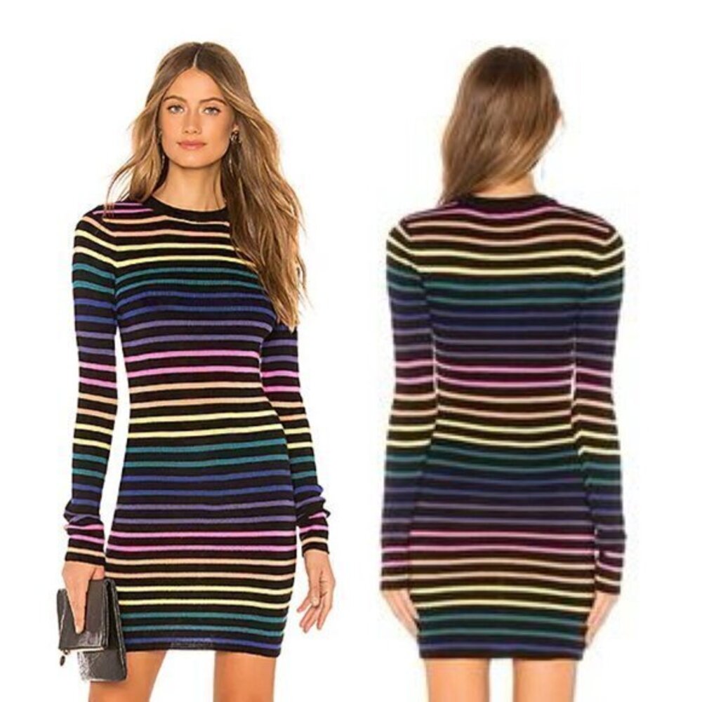 Lovers and Friends Unity Sweater Dress in Rainbow Stripe